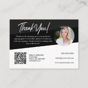 Notary Black Loan Signing Thank You Business Card