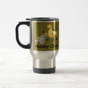 Notary Chick with Feather Quill and Documents Travel Mug