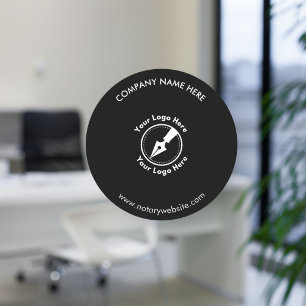 Notary Company Logo Business Website Modern Black Classic Round Sticker