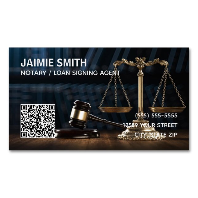 Notary Custom QR Magnetic Business Card (Front)