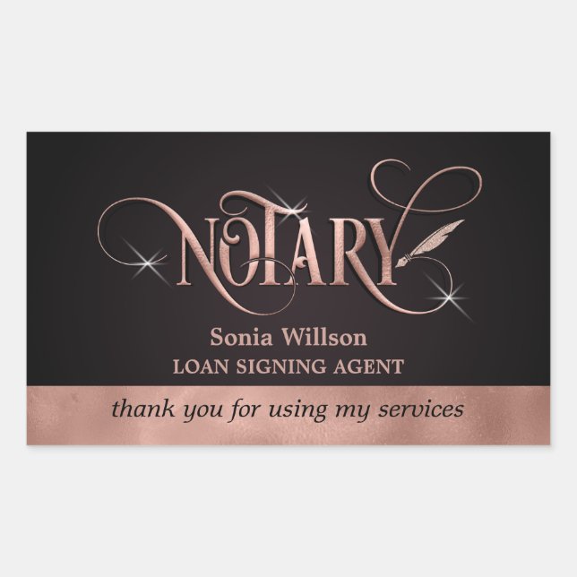 Notary elegant rose gold loan signing Thank You Bu Rectangular Sticker (Front)