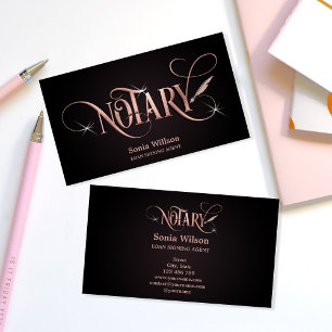 Notary elegant rose gold mortgage loan pen busines business card
