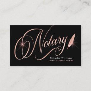 Notary Loan Agent Elegant Rose Gold & Black Business Card