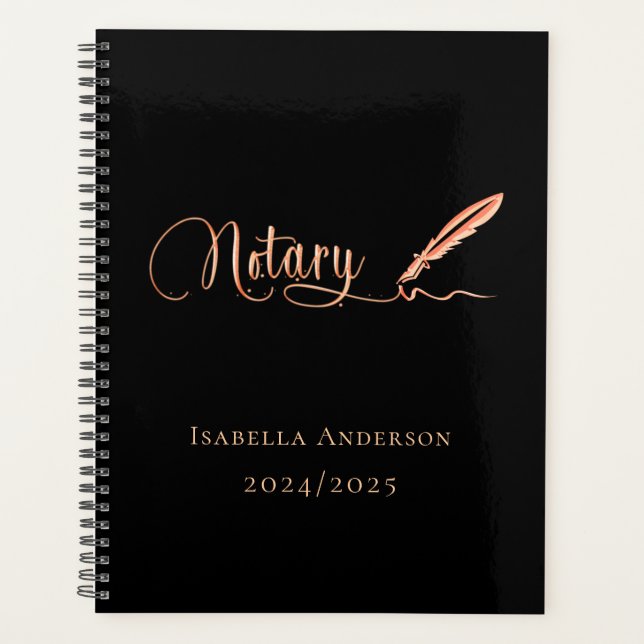 Notary loan signing agent black gold 2026 planner (Front)