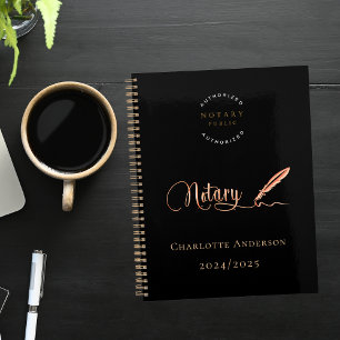 Notary loan signing agent black gold 2027 planner