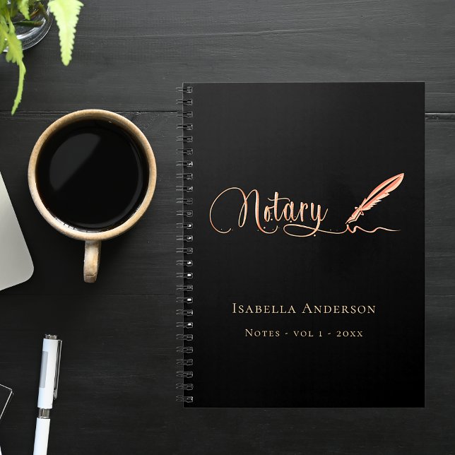 Notary loan signing agent black gold name notebook (Creator Uploaded)