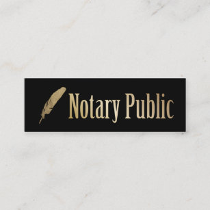 Notary Loan Signing Agent Black & Gold Quill Pen Mini Business Card