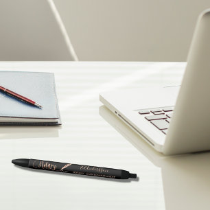 Notary loan signing agent black rose gold black ink pen