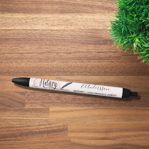 Notary loan signing agent blush pink marble black ink pen