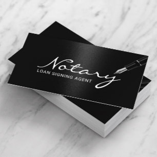 Notary Loan Signing Agent Elegant Black Business Card