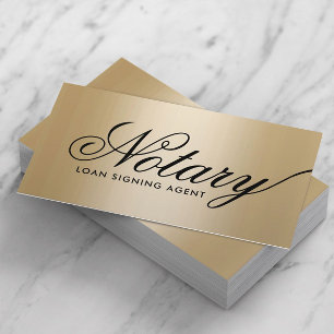 Notary Loan Signing Agent Elegant Typography Gold Business Card