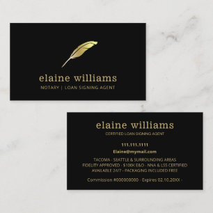 Notary Loan Signing Agent Gold Black  Business Card
