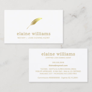 Notary Loan Signing Agent Gold Business Card