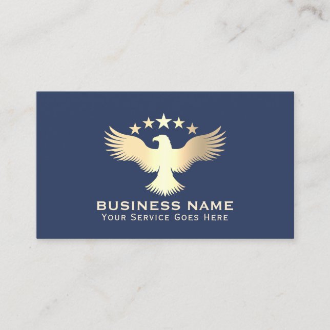 Notary Loan Signing Agent Gold Eagle Logo Photo Business Card (Front)