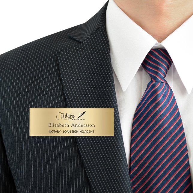 Notary loan signing agent gold script  name tag (Creator Uploaded)