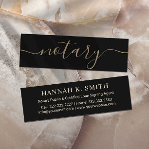 Notary Loan Signing Agent Minimalist Gold Script Mini Business Card