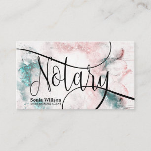 Notary Loan Signing Agent Modern abstract script B Business Card