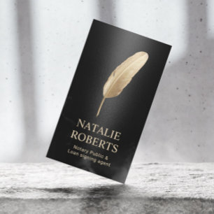 Notary Loan Signing Agent Modern Black & Gold Business Card