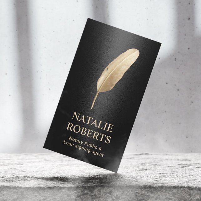 Notary Loan Signing Agent Modern Black & Gold Business Card (Creator Uploaded)