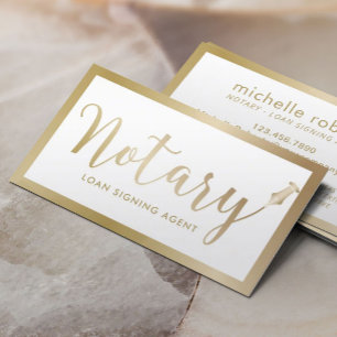 Notary Loan Signing Agent Modern Gold Typography Business Card
