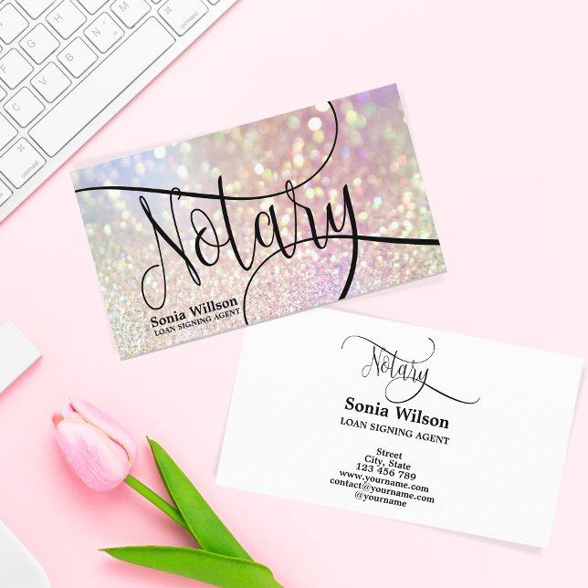 Notary Loan Signing Agent Modern iridescent Business Card (Creator Uploaded)