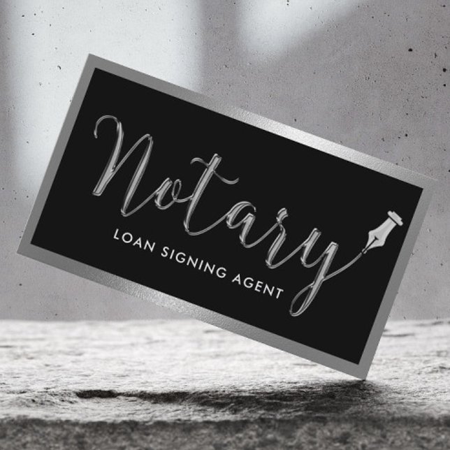 Notary Loan Signing Agent Modern Metal Framed Business Card (Creator Uploaded)
