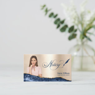 Notary Loan Signing Agent Modern Navy Blue Agate Business Card