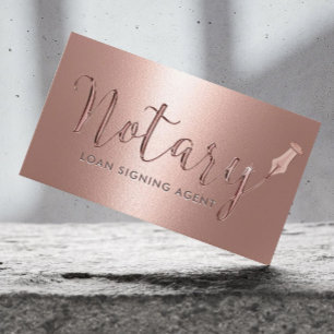 Notary Loan Signing Agent Modern Rose Gold Business Card