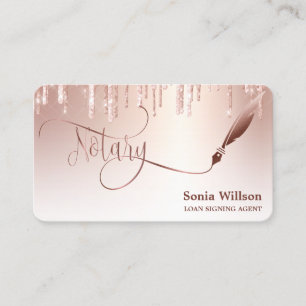 Notary Loan Signing Agent Modern Rose Gold Glitter Business Card