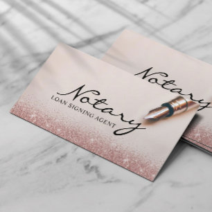 Notary Loan Signing Agent Modern Rose Gold Glitter Business Card
