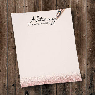 Notary Loan Signing Agent Modern Rose Gold Glitter Flyer