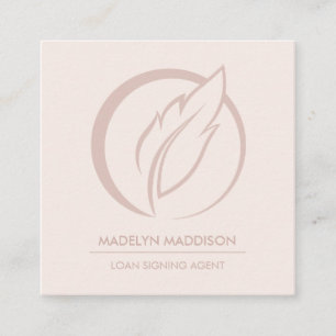 Notary Loan Signing Agent Modern Rose Square Business Card