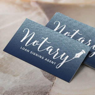 Notary Loan Signing Agent Navy Blue Silver Glitter Business Card