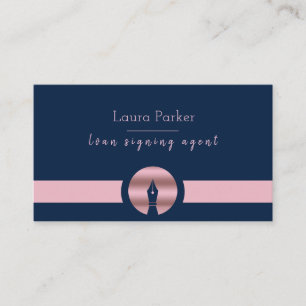 Notary Loan Signing Agent Nib Rose Gold Writer Business Card