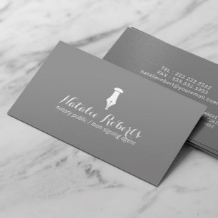 Notary Loan Signing Agent Plain Grey Minimalist Business Card