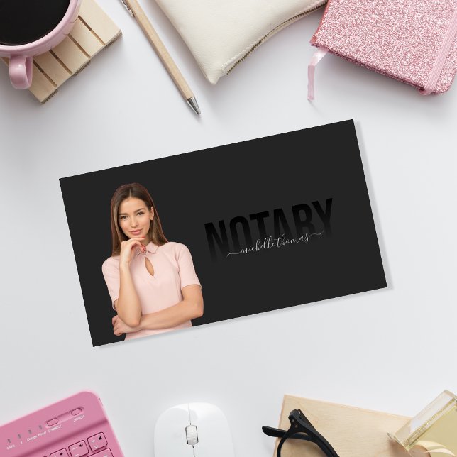 Notary Loan Signing Agent Professional Add Photo Business Card (Creator Uploaded)