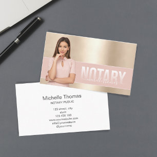 Notary Loan Signing Agent Professional Pink Photo  Business Card