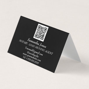 Notary Loan Signing Agent QR Code Scannable Black Business Card