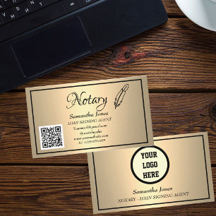 Notary Loan Signing Agent QR Code Scannable Gold Business Card