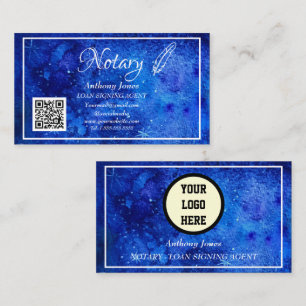 Notary Loan Signing Agent QR Code Watercolor Business Card