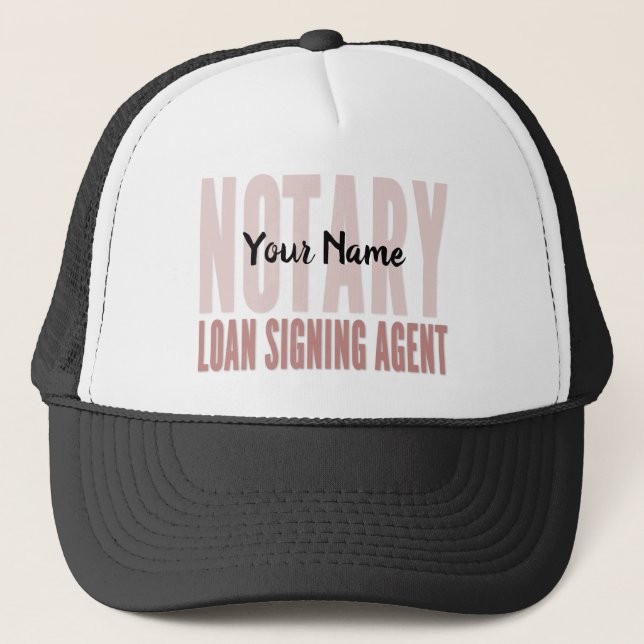 Notary Loan Signing Agent Red Font Customised Trucker Hat (Front)