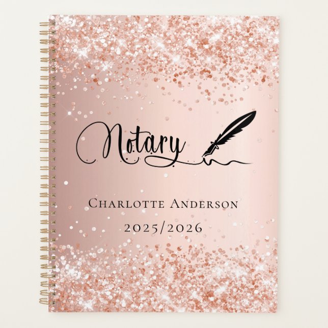 Notary loan signing agent rose gold 2026 planner (Front)