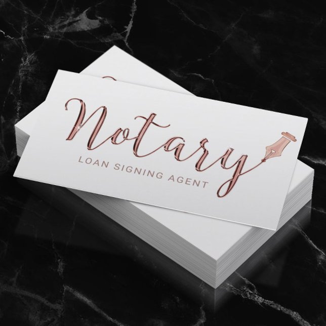 Notary Loan Signing Agent Rose Gold 3D Typography Business Card (Creator Uploaded)