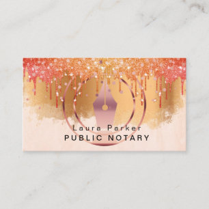 Notary Loan Signing Agent Rose Gold Attorney Business Card