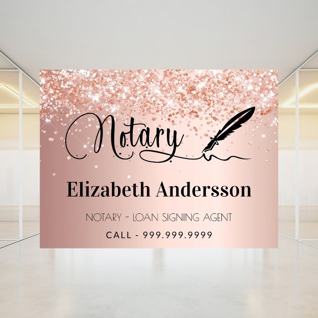 Notary loan signing agent rose gold blush poster (Creator Uploaded)