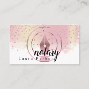 Notary Loan Signing Agent Rose Gold Dripping Busi Business Card