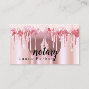 Notary Loan Signing Agent Rose Gold Dripping Business Card