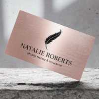 Notary Loan Signing Agent Rose Gold Quill Pen Logo