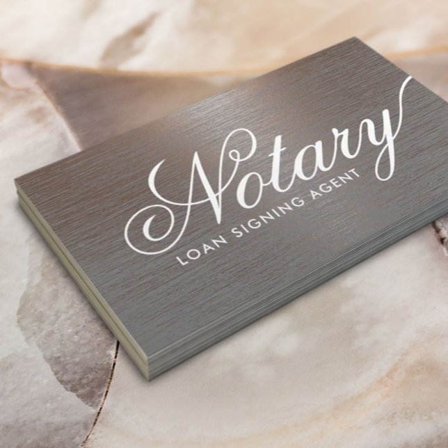 Notary Loan Signing Agent Typography Copper Metal Business Card (Creator Uploaded)
