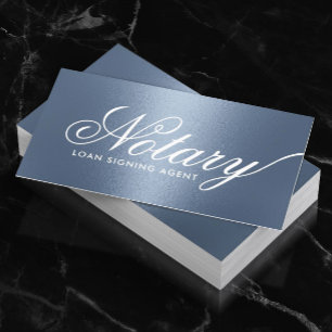 Notary Loan Signing Agent Typography Dusty Blue Business Card